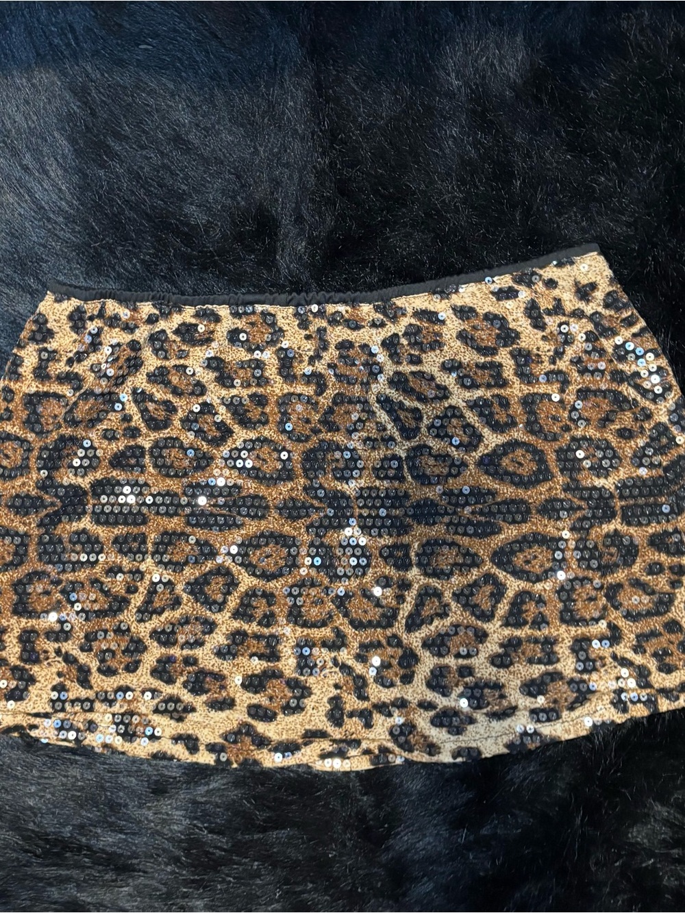 Sequin Leopard Print Mini Skirt